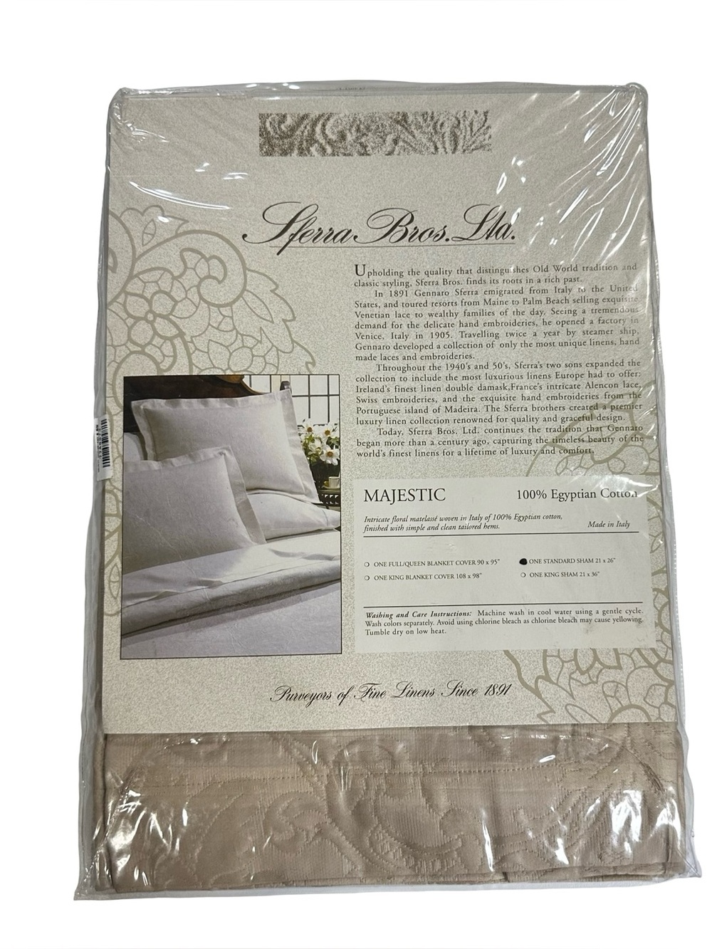 Sferra Majestic 100% Egyptian Cotton Matelasse Standard Sham Made In Italy New